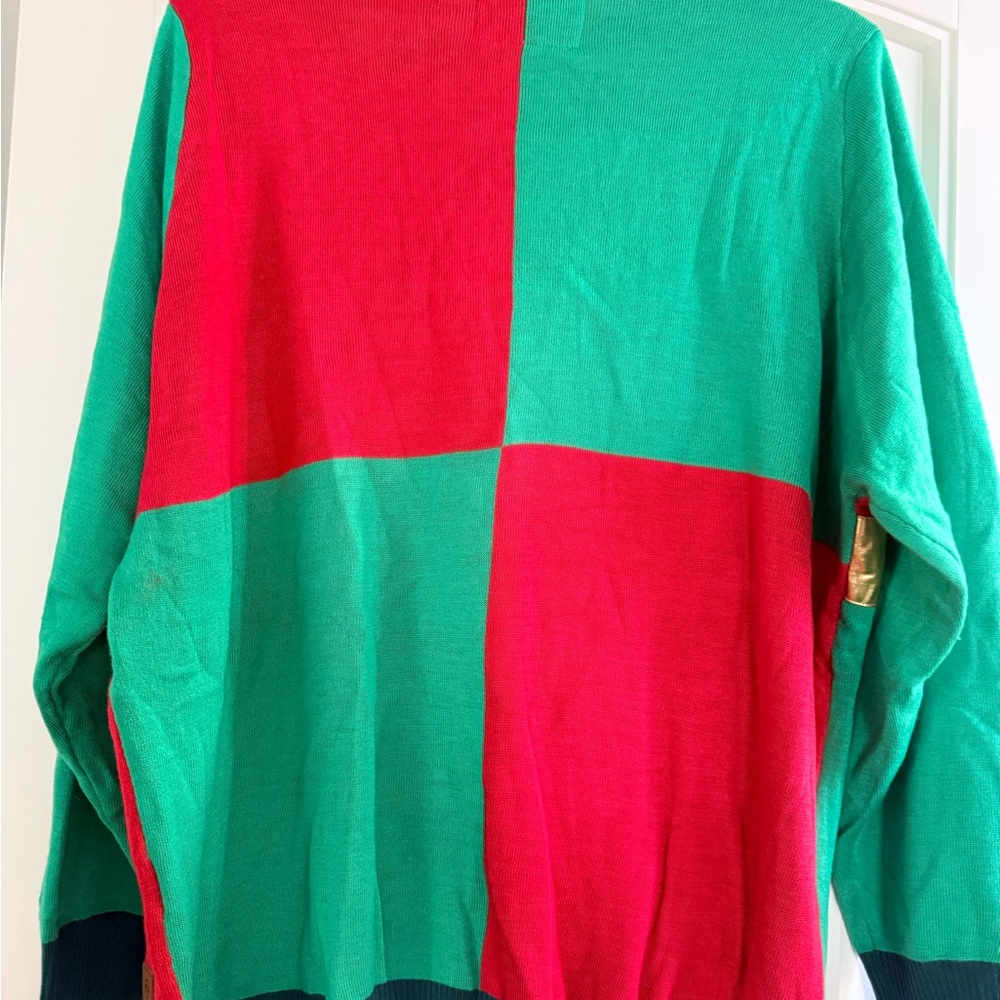 Tipsy Elves Green and Red Sweater with Gold Bow - Picture 4 of 4